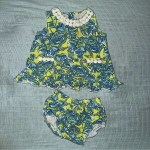 Crown & Ivy Blue and Green Baby Outfit